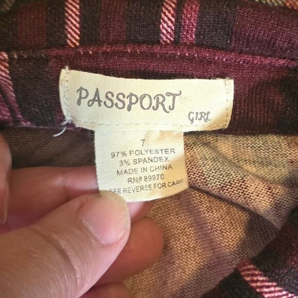 Passport Marisol Roll Tab Long Sleeve Plaid Shirt Size 7 - Picture 6 of 6